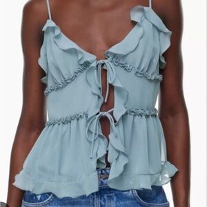 Aritzia Blue Ruffly Camisole